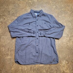 L.L. Bean Button Down Shirt Mens Large L Gray Long Sleeve Organic Cotton Fitted